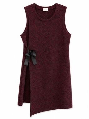 ZOE Burgundy Bouclé Sleeveless Mini Dress with Side Bow – Size Large EUC